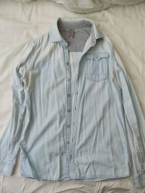 G Star Raw Light Wash Jean Shirt Button Down Size M
